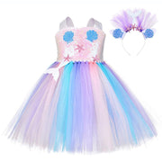 Girl Sequin Princess Ariel  Birthday Party Mermaid Starfish Dresses