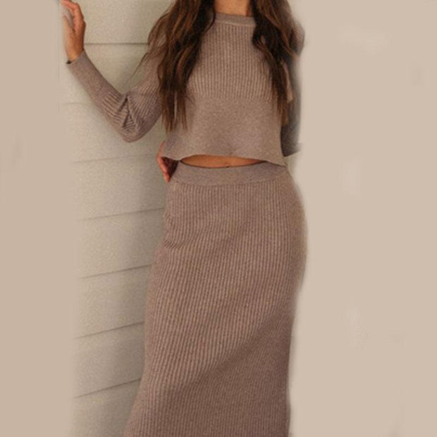Two Piece Knit Top & Midi Skirt Co-ord