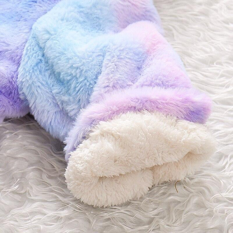 Girls Coat Winter Colorful Fur Cotton Padded Thicken Warm Coats - MomyMall