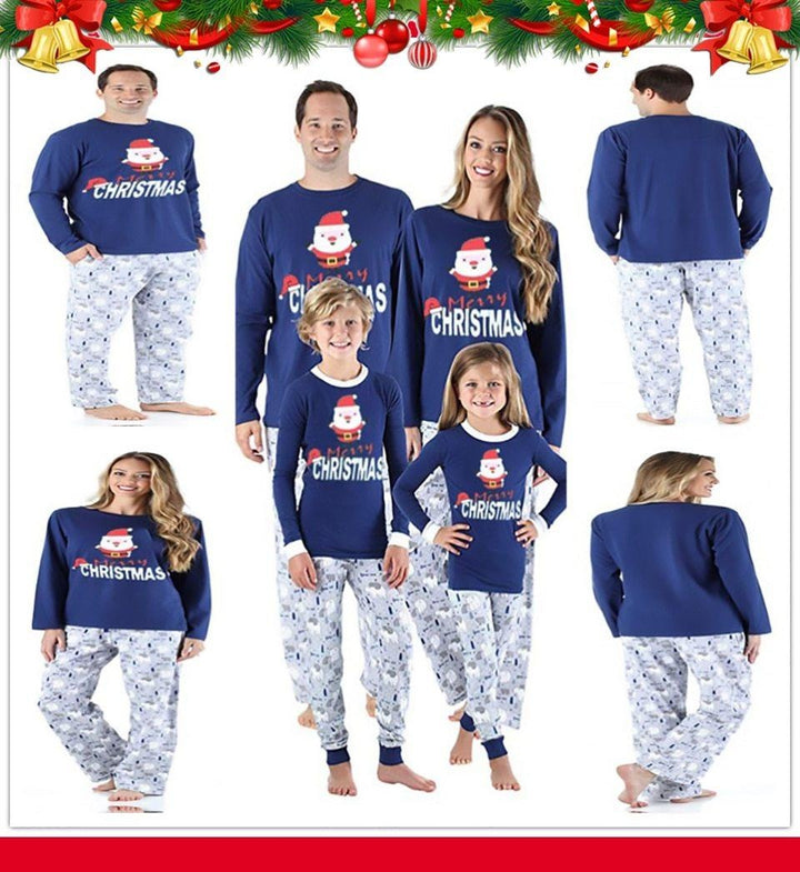 Family Christmas Pajamas Family Matching Adult Women Kids Outfit Sleepwear - MomyMall Blue / Father S