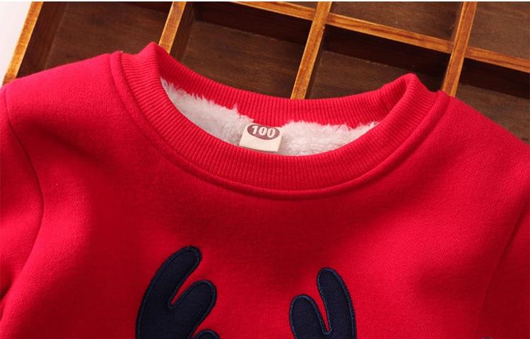 Girl Boys Clothing Cartoon Elk Plus Velvet Sweater 2-7 Years - MomyMall