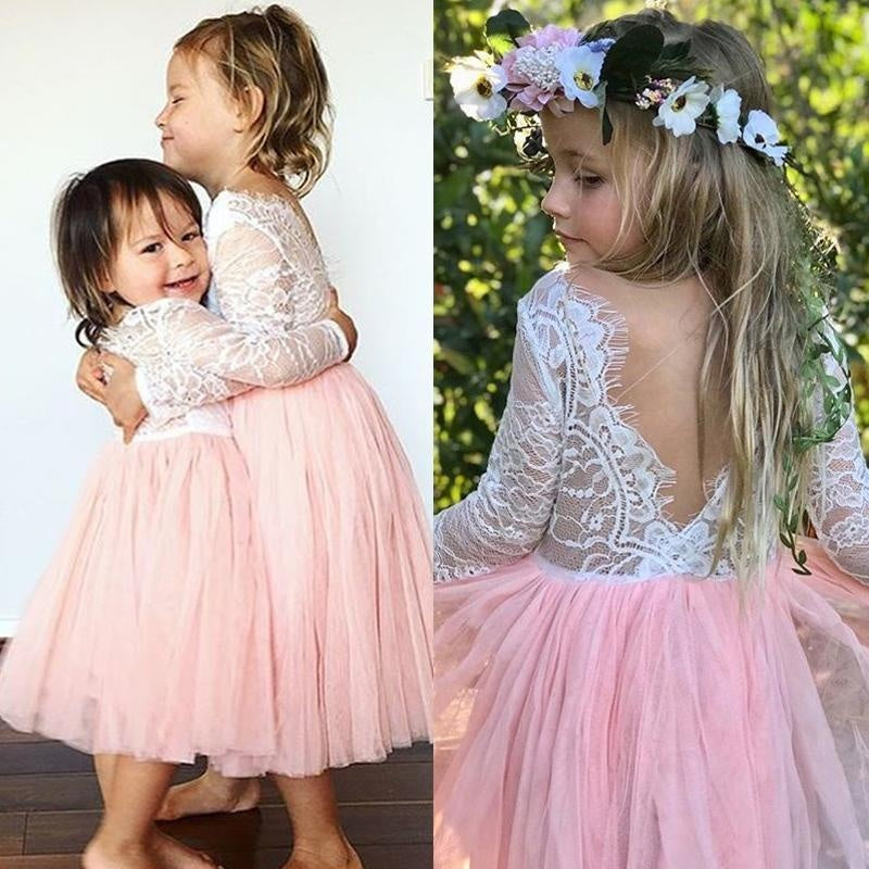 Kinder Mädchen Blumen-Spitzen-Tutu-Kleid 1–6 Jahre