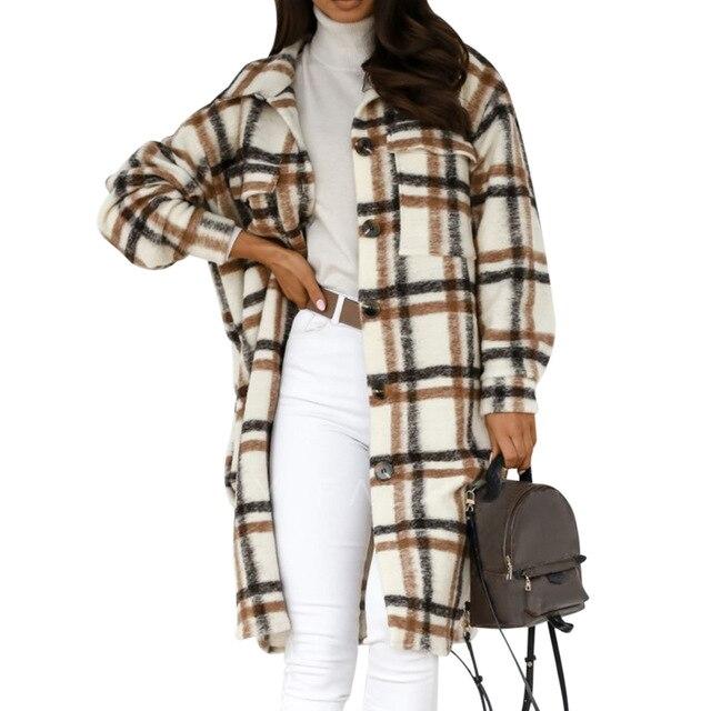 Long Plaid Oversized Check Shacket