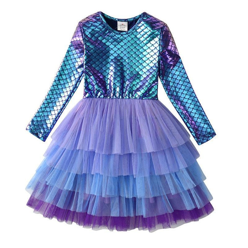 Girls Elegant Tutu Dress Long Sleeve Princess Vestidos Party Dresses 2-8 Years - MomyMall