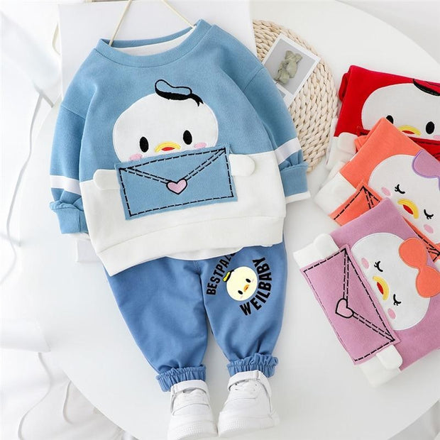 Toddler Baby Girls Boys Cartoon Long Sleeve T Shirt+ Pants 2 Pcs Outfits - MomyMall