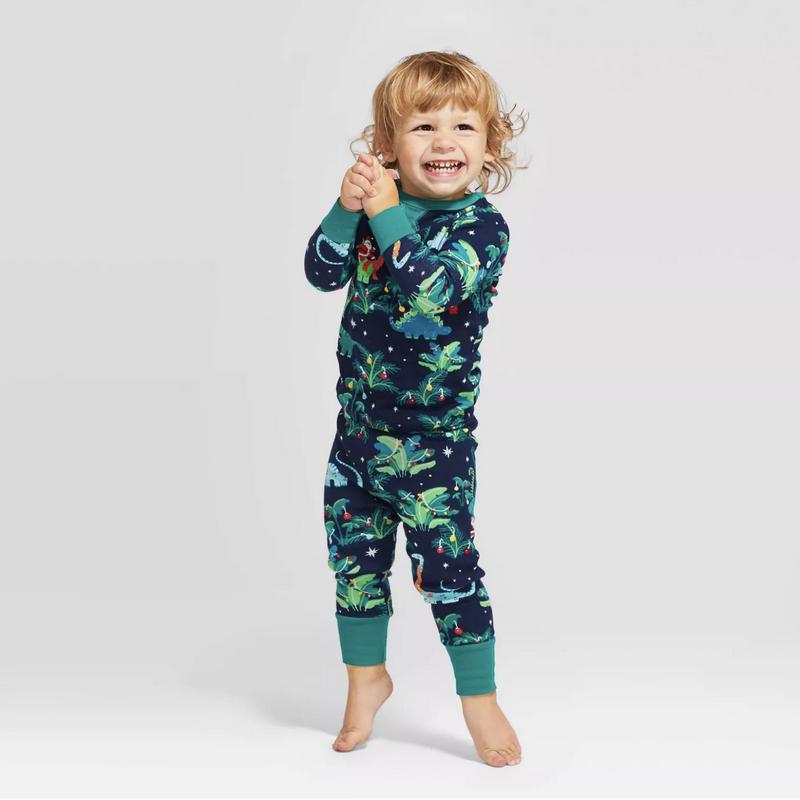 Christmas Dinosaur Long Sleeve Sleepwear Pajamas Family Matching - MomyMall