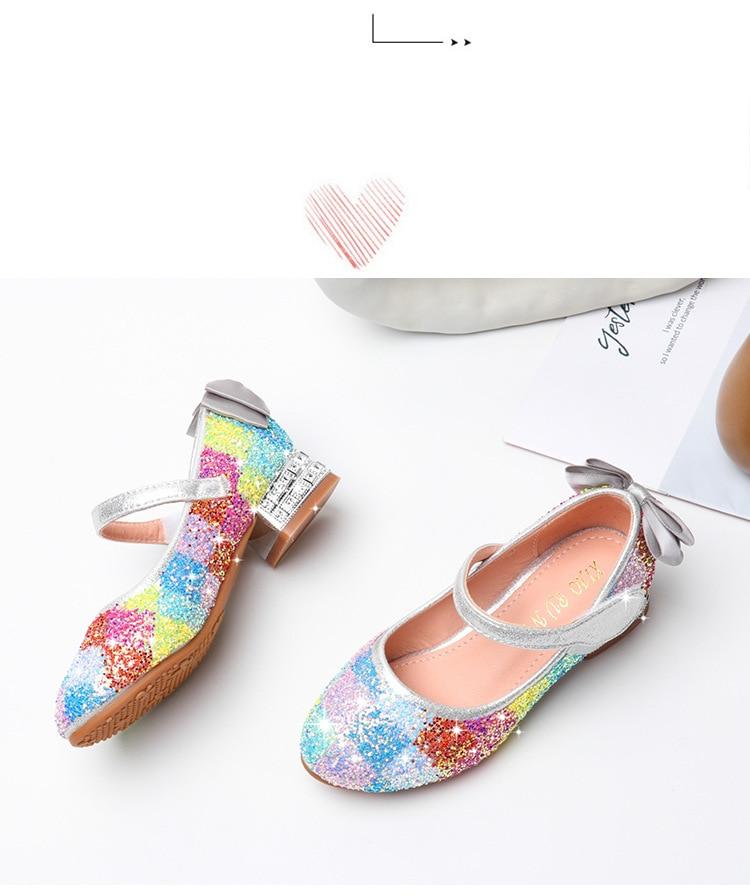 Girls Dance Shoes Sequins Crystal Heels Shoes