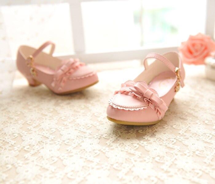 Girls Sandals Fashion Lace Butterfly Knot Female Child High Heels Shoes - MomyMall