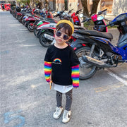 Girl T-shirt Casual Colorful Striped Long Sleeve Tops 1-6 Years - MomyMall
