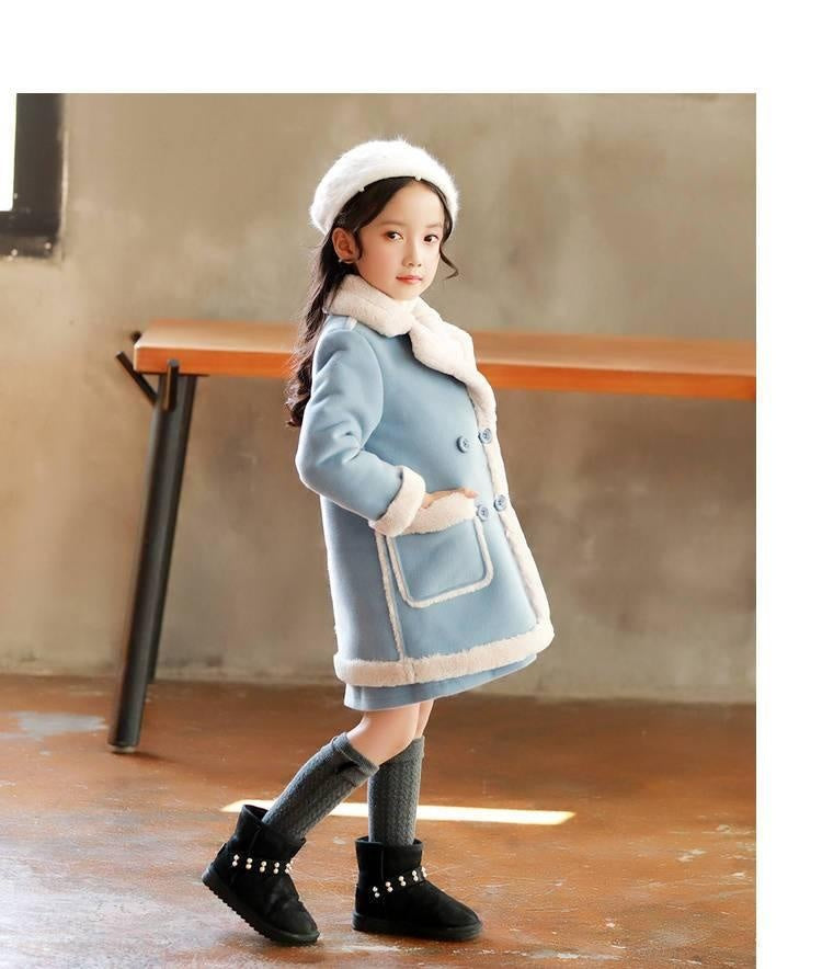 Girls Fashion Winter Woollen Jackets Outerwear Coat Warm Jackets 4-14 Years - MomyMall