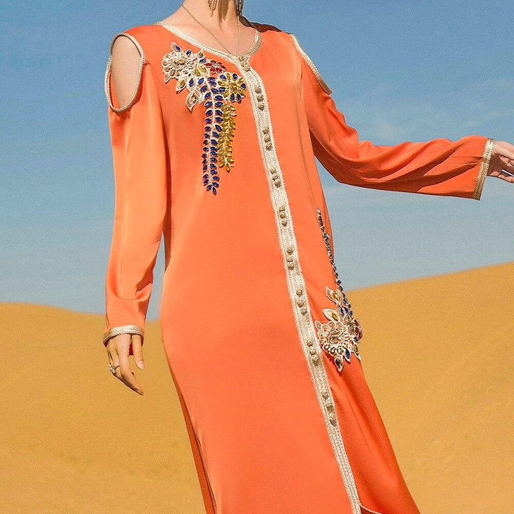 Morocco Luruxy Orange Caftan - MomyMall
