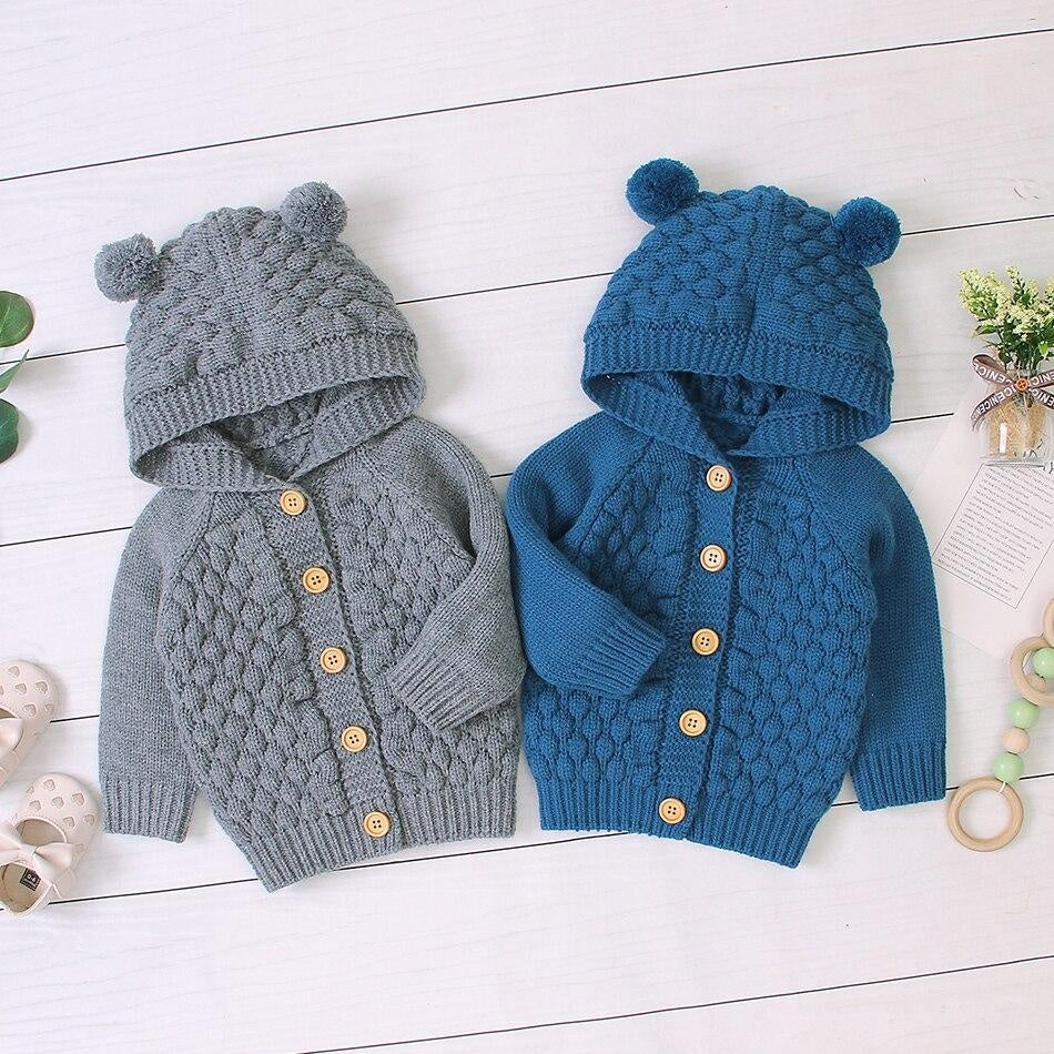 Baby Boy Girls Autumn Knitted Sweater Warm Soft Coats Outerwear - MomyMall