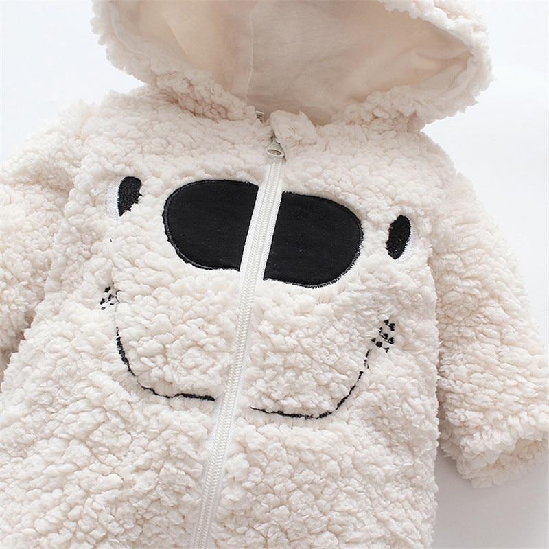 Winter Baby 3D Ears Design Solid Hooded Jumpsuit Romper - MomyMall