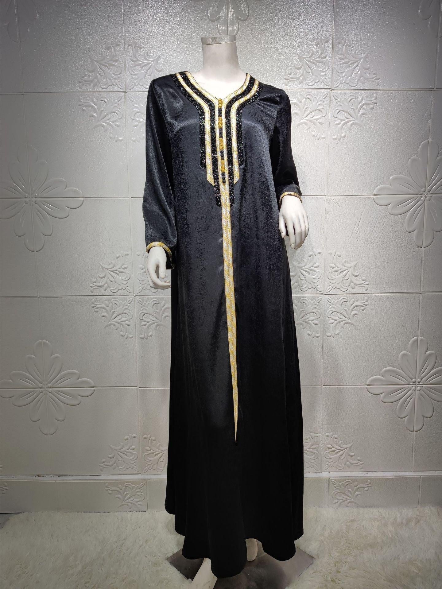 Black Diamond Ribbon Moroccan Kaftan - MomyMall