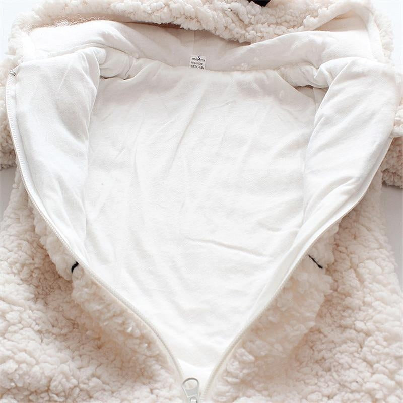 Winter Baby 3D Ears Design Solid Hooded Jumpsuit Romper - MomyMall