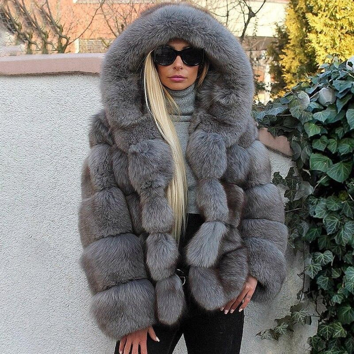 Hooded Faux Fur Bubble Coat - Luxury Winter Faux Fur Coat