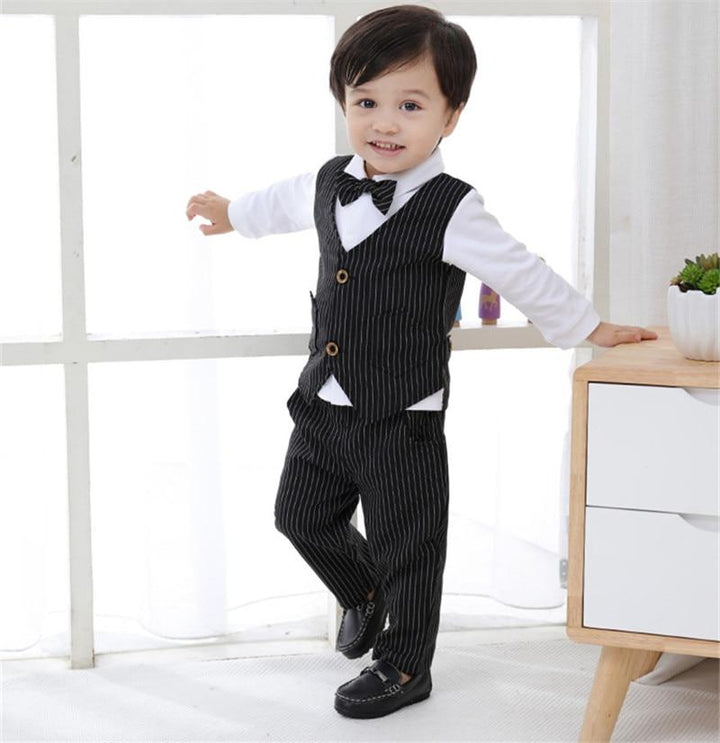 Boys Kids Set Toddler Boy Birthday Wedding Gentleman Formal 3Pcs Outfits - MomyMall Black / 6-12 Months