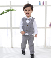 Boys Kids Set Toddler Boy Birthday Wedding Gentleman Formal 3Pcs Outfits - MomyMall Gray / 6-12 Months