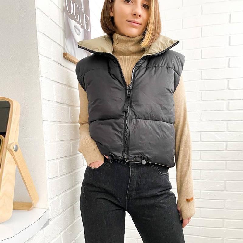 Sleeveless Cropped Puffer Gilet With Drawstring Hem