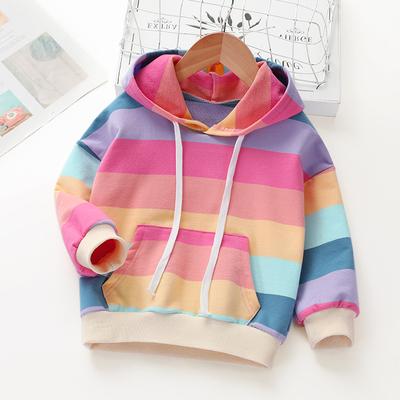 Baby Girl Hoodies Striped Rainbow Sweatshirt 1-6 Years