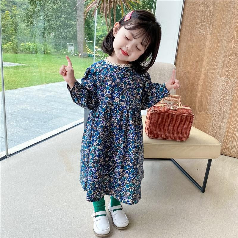 Autumn Girls Fashion Floral Dresses 1-6 Years - MomyMall