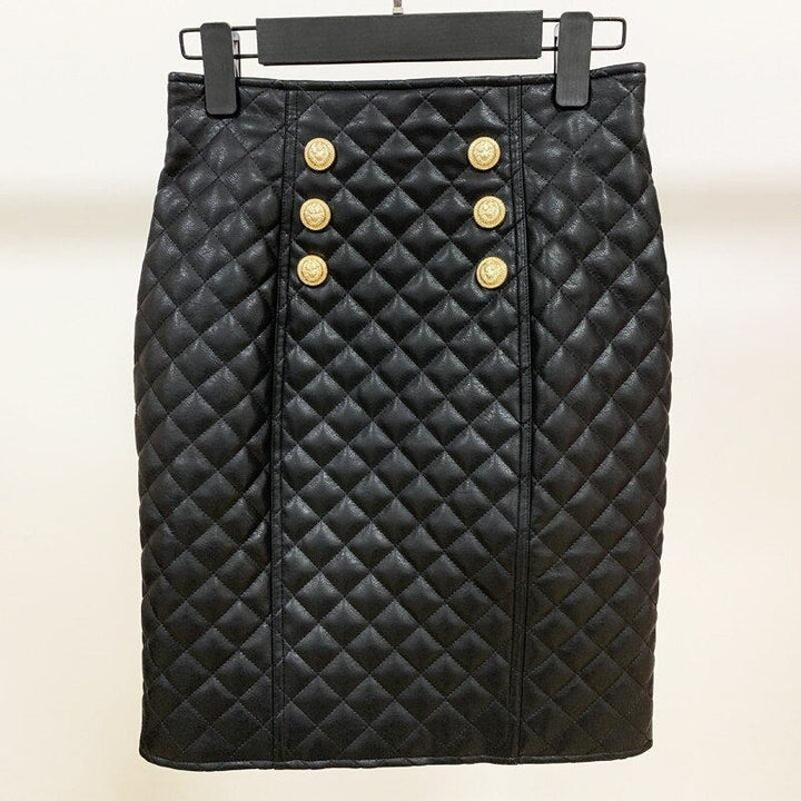Quilted Leather Skirt - MomyMall