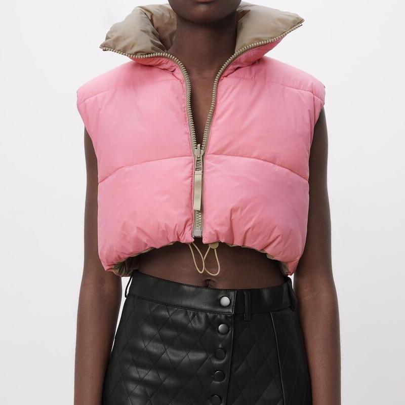 Reversible Padded Cropped Puffer Vest - Lightweight Crop Gilet