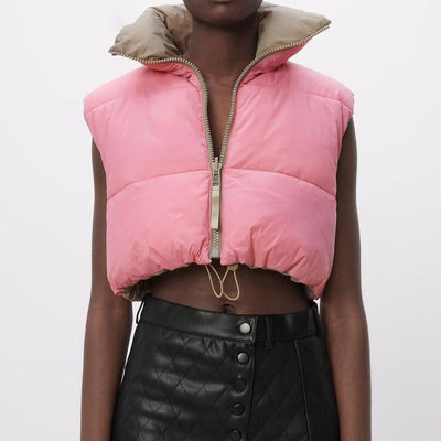 Reversible Padded Cropped Puffer Vest - Lightweight Crop Gilet
