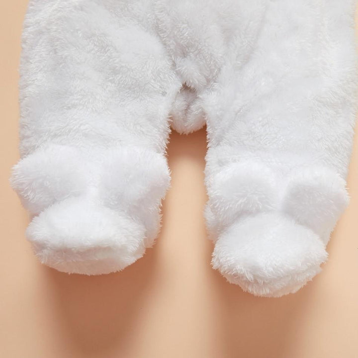 Winter Baby Solid Fleece Rabbit Hooded Jumpsuit Romper - MomyMall