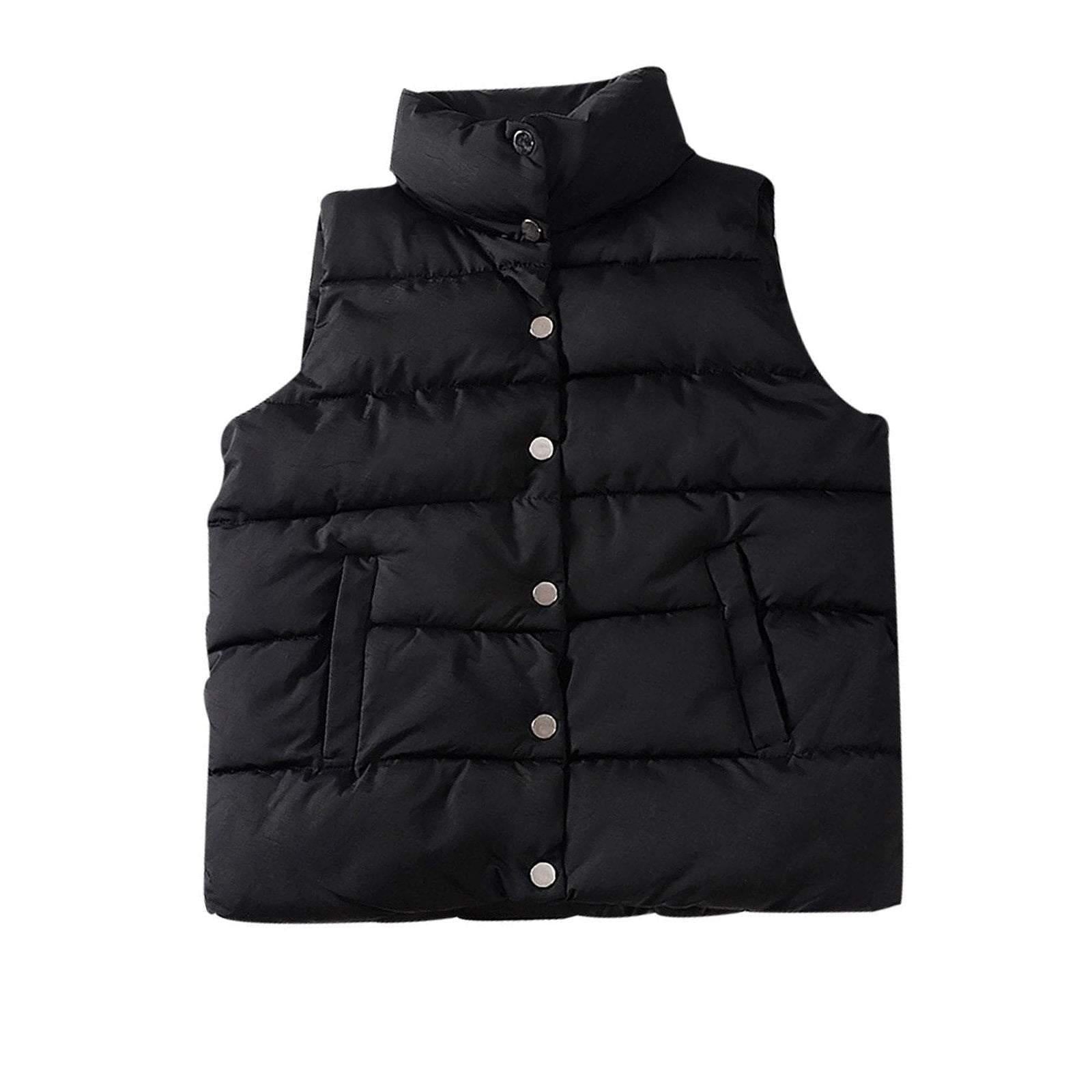 Plus Size Button Up Puffer Vest Body Warmer