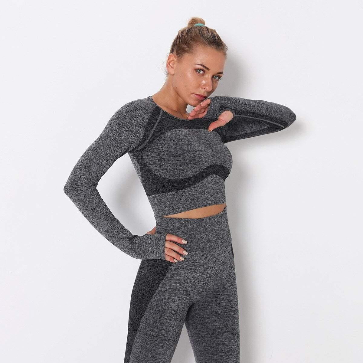 Long Sleeve Seamless Quick Dry Gym Crop Top