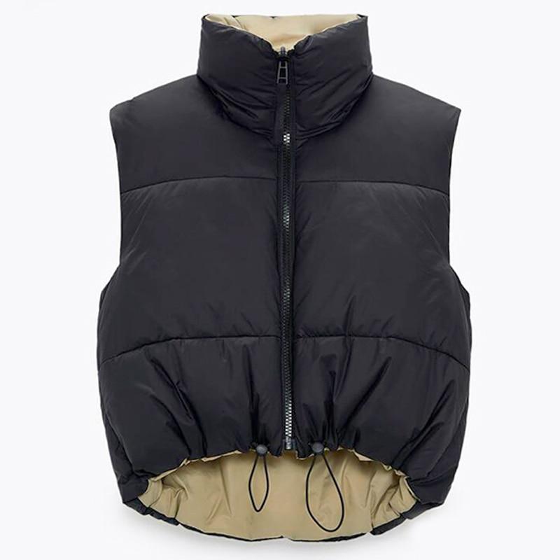 Sleeveless Cropped Puffer Gilet With Drawstring Hem