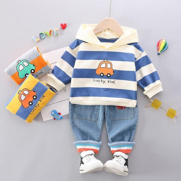 Baby Boys Cloth Stripe Casual Hooded 2Pcs/sets - MomyMall