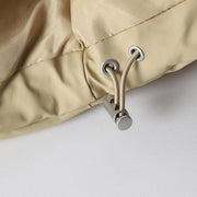 Zip Up Hooded Puffer Crop Coat With Drawstring Hem