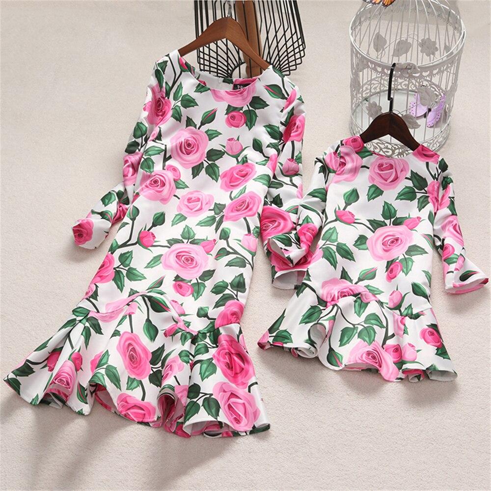 Family Matching Flowers Print Parent Child Dress - MomyMall