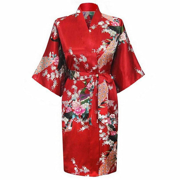 Satin Floral Kimono Robe - Plus Size Robe Mini Dress