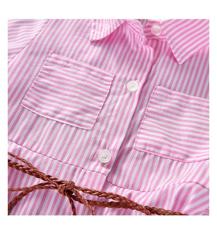 Baby Girls Stripe Long Sleeve Party Belt Fall Winter Casual Dress for 2-6Y - MomyMall