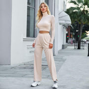Two Piece Turtleneck Ribbed Trouser Co-Ord - MomyMall