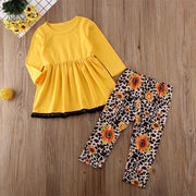 Toddler Kids Baby Girl Outfits Yellow Long Sleeve Autumn 2 Pcs - MomyMall