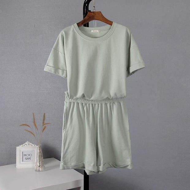 Short Sleeve T-Shirt & High Waist Short Basic Loungewear Co-Ord