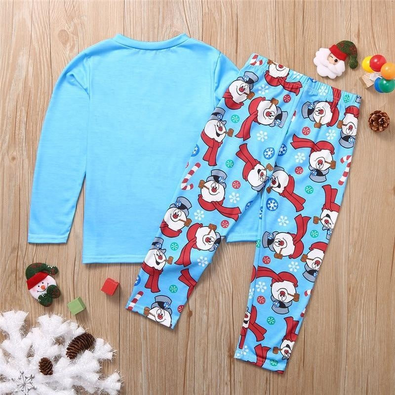 Family Matching Christmas Pajamas Snowman Print Warm Sleepwear - MomyMall