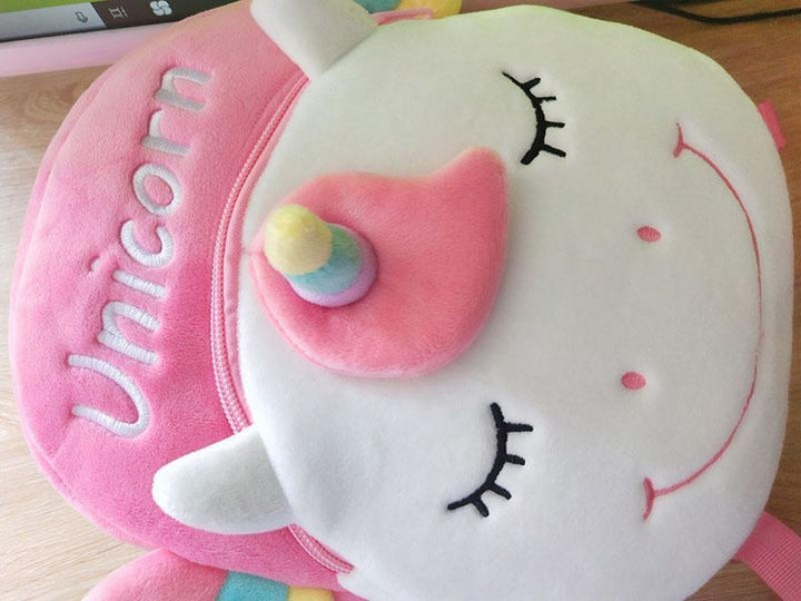 Baby Girls 3D Unicorn Backpacks Cute Plush School Bags - MomyMall