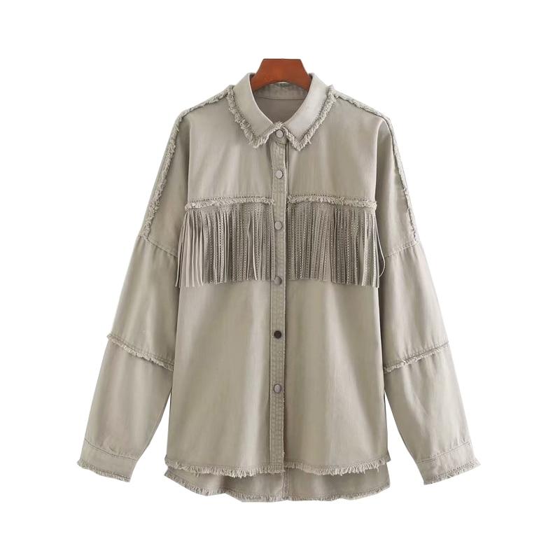 Frayed Oversized Retro Fringe Denim Jacket