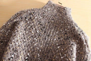 Turtleneck Midi Knit Loungewear Sweat Dress With Long Sleeves - MomyMall