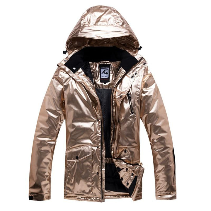 Plus Size Shiny Ski Jacket With Hood