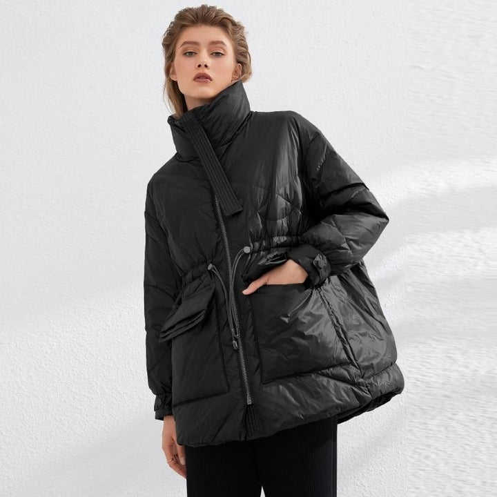 Thick Winter Puffer Jacket With Drawstring Waist