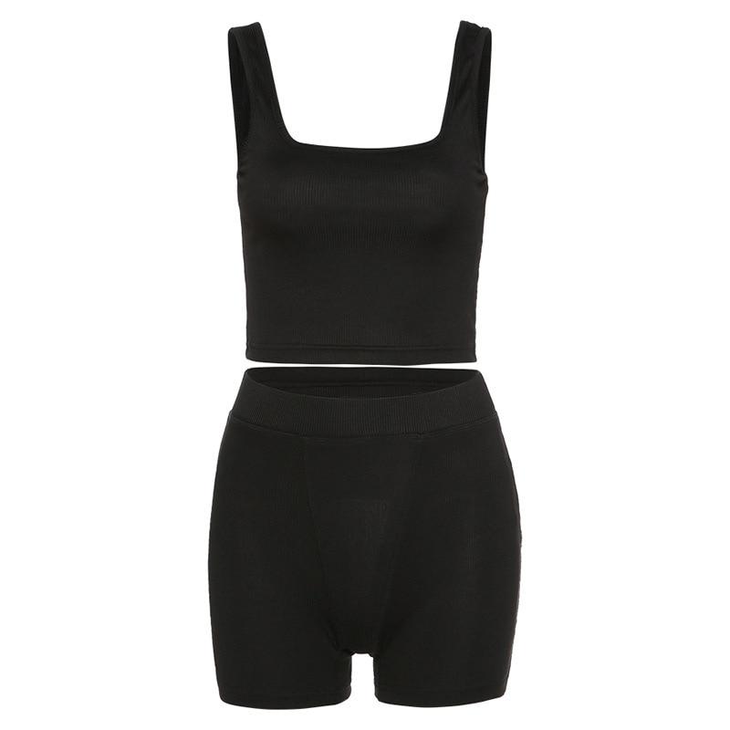 High Stretch Sleeveless Crop Top & Shorts 2 Piece Activewear Set