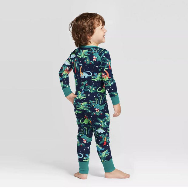 Christmas Dinosaur Long Sleeve Sleepwear Pajamas Family Matching - MomyMall