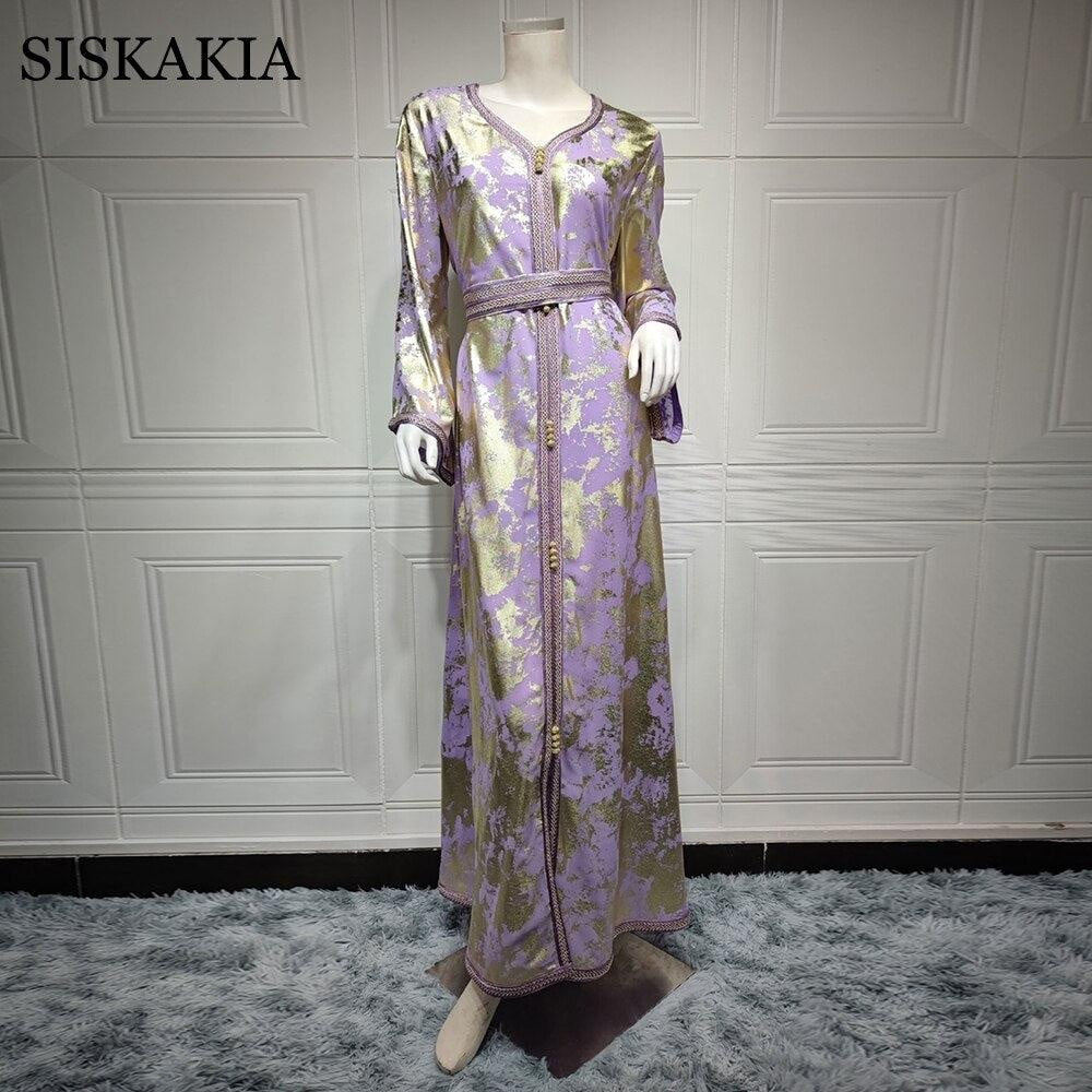 Morocco Caftan Siskakia Loose Ethnic Maxi Dresses - MomyMall purple dress / S / China