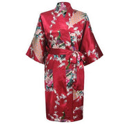 Kimono-Robe aus Satin mit Blumenmuster – Robe-Minikleid in Übergröße